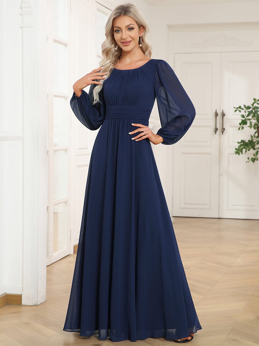 Weitese Chiffon High Empire Waist Puff Sleeve Mother Dress