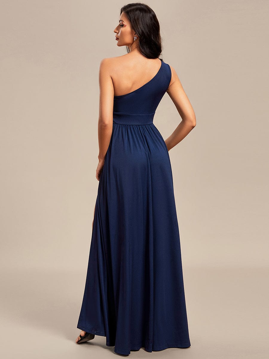 Weitese One Shoulder High Front Slit Hollow Out Neckline Bridesmaid Dress