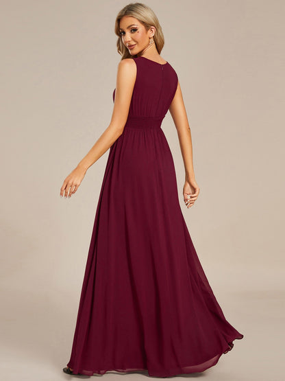 Weitese Simple Sleeveless A-line Chiffon Bridesmaid Dress with Hollow Out Detail