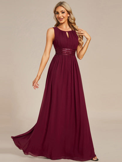 Weitese Simple Sleeveless A-line Chiffon Bridesmaid Dress with Hollow Out Detail