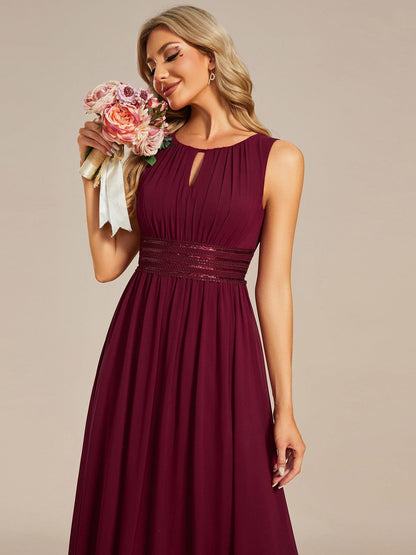 Weitese Simple Sleeveless A-line Chiffon Bridesmaid Dress with Hollow Out Detail