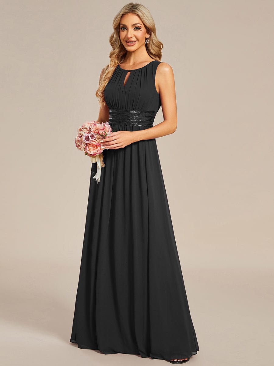 Weitese Simple Sleeveless A-line Chiffon Bridesmaid Dress with Hollow Out Detail