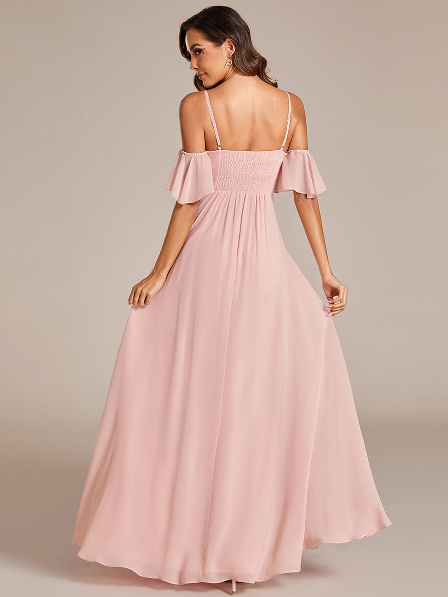 Weitese Spaghetti Strap Sweetheart Chiffon A-line Bridesmaid Dress with Knot