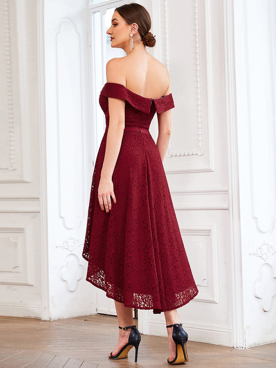 Weitese Off Shoulder Sweetheart High-Low Bridesmaid Dress