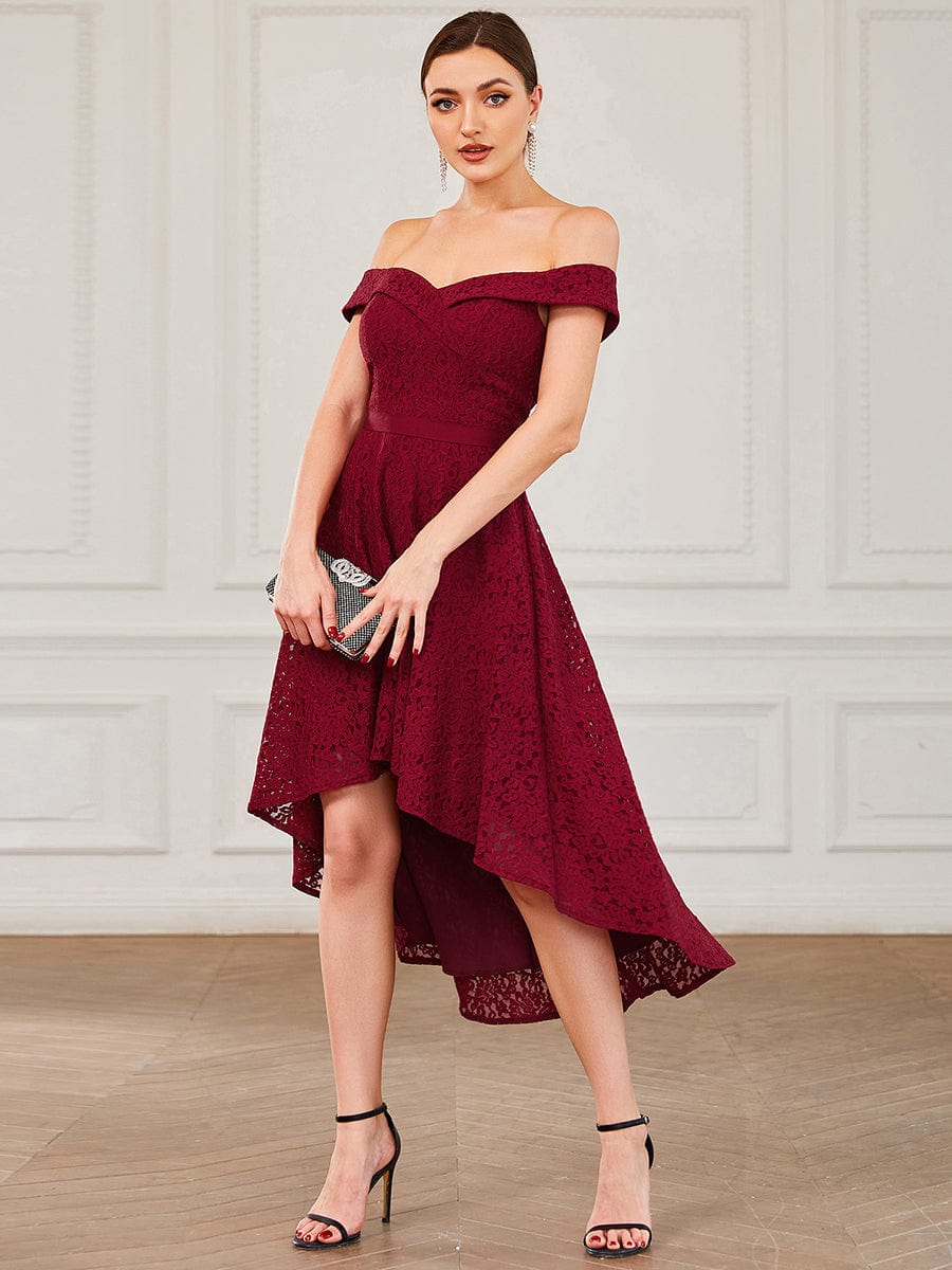 Weitese Off Shoulder Sweetheart High-Low Bridesmaid Dress