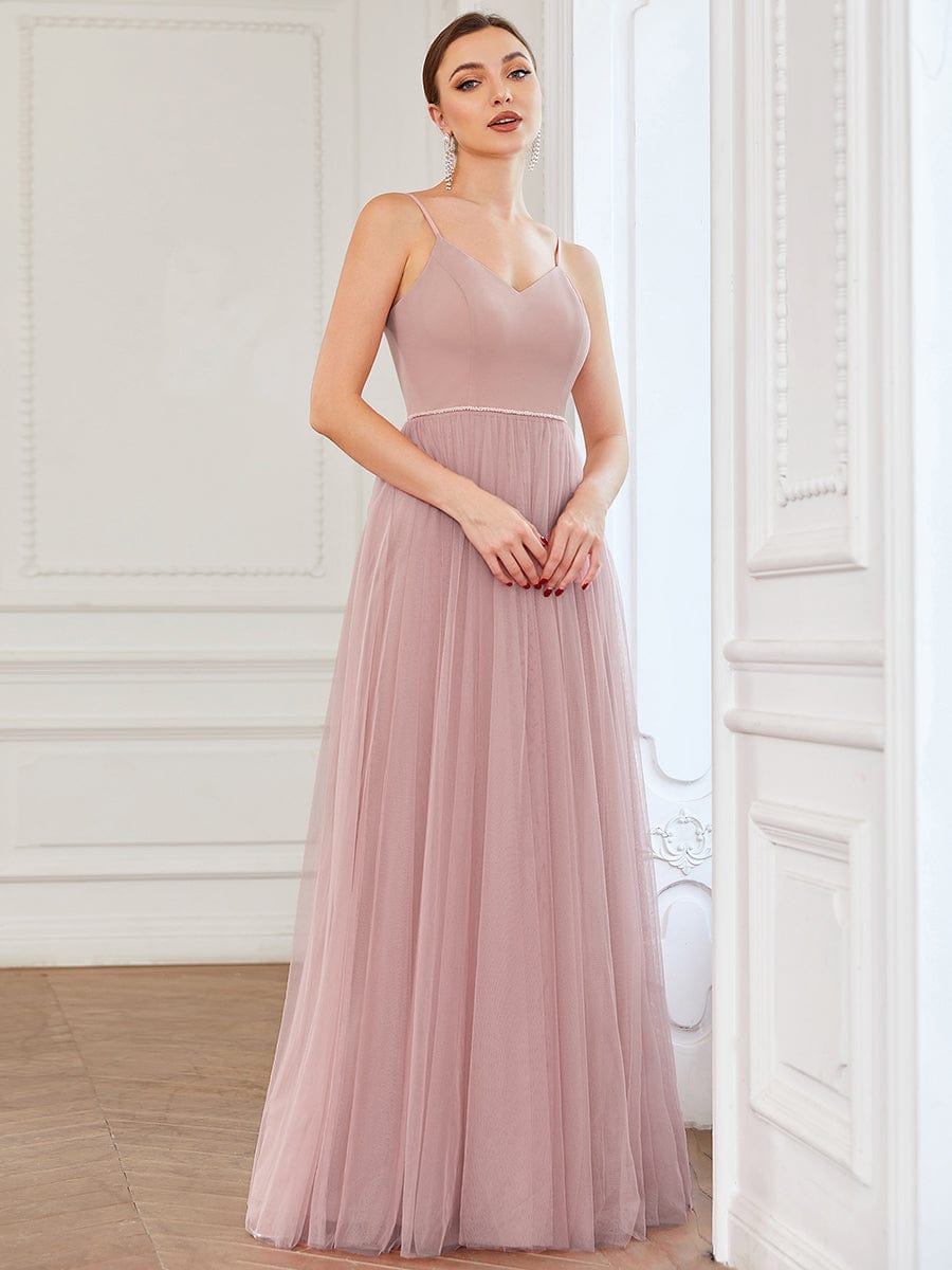 Weitese Sweetheart Spaghetti Strap A-Line Tulle Bridesmaid Dress