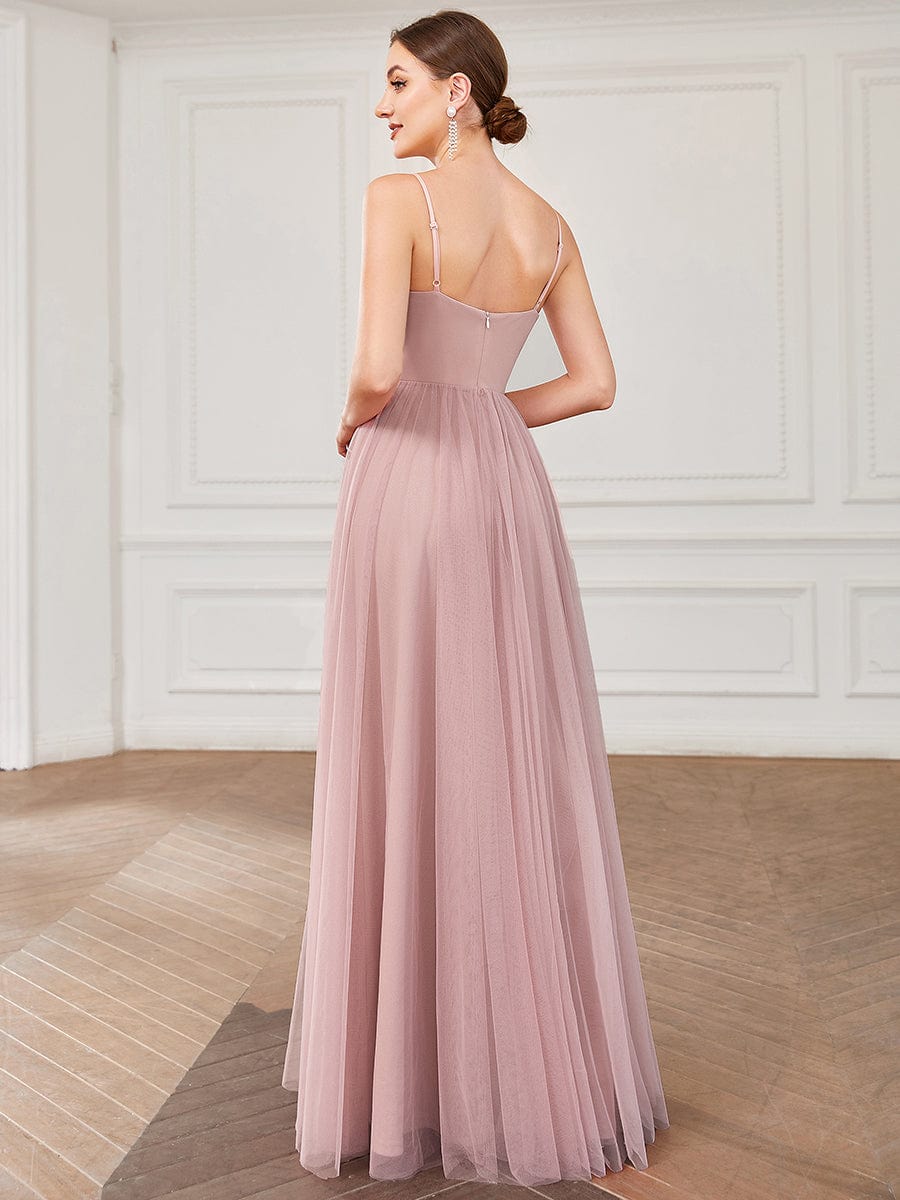 Weitese Sweetheart Spaghetti Strap A-Line Tulle Bridesmaid Dress