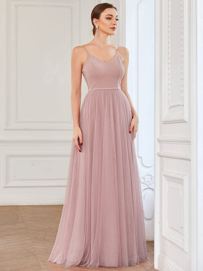 Weitese Sweetheart Spaghetti Strap A-Line Tulle Bridesmaid Dress