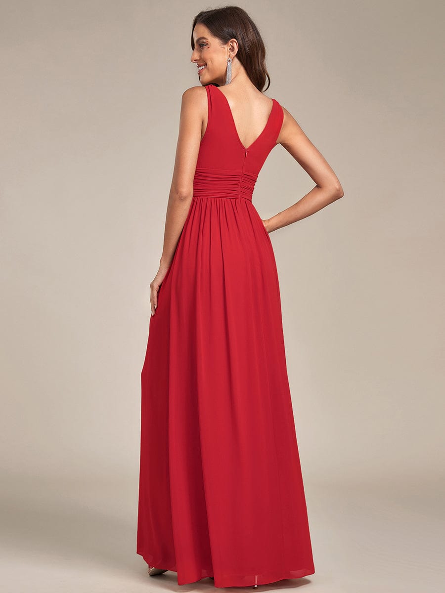 Weitese Elegant Sleeveless V-Neck Semi-Formal Chiffon Maxi Dress