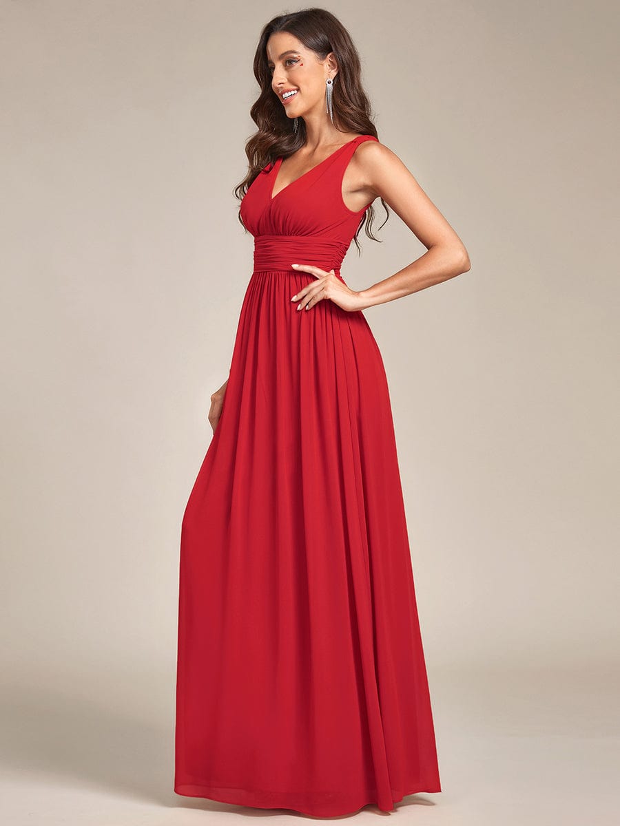 Weitese Elegant Sleeveless V-Neck Semi-Formal Chiffon Maxi Dress