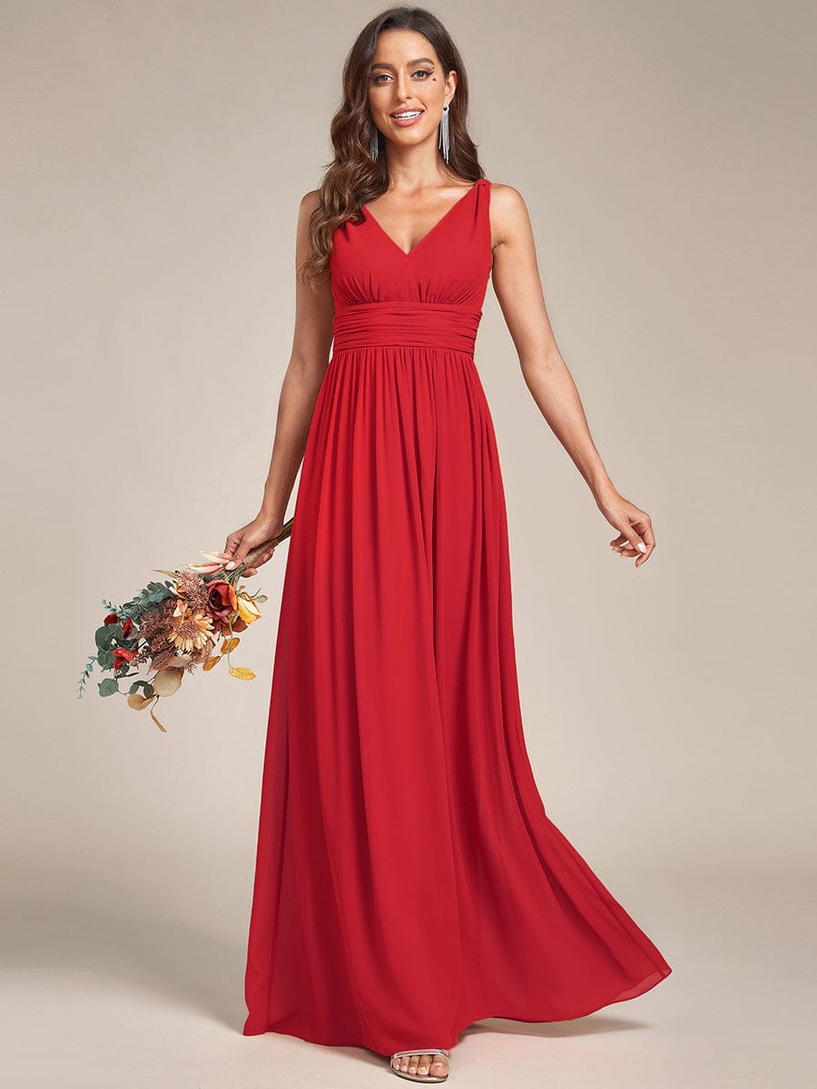 Weitese Elegant Sleeveless V-Neck Semi-Formal Chiffon Maxi Dress