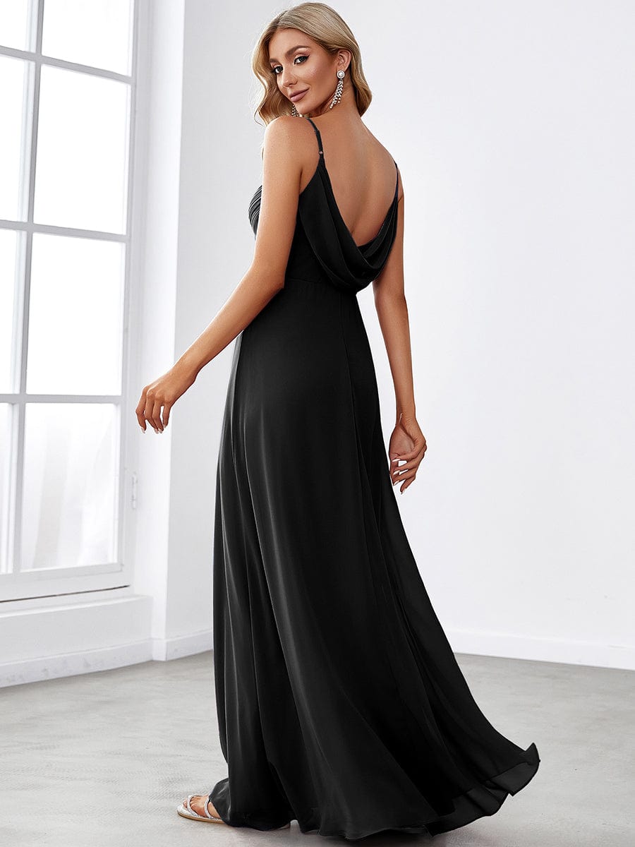 Weitese Criss-Cross V-Neck Chiffon Backless A-Line Bridesmaid Dress