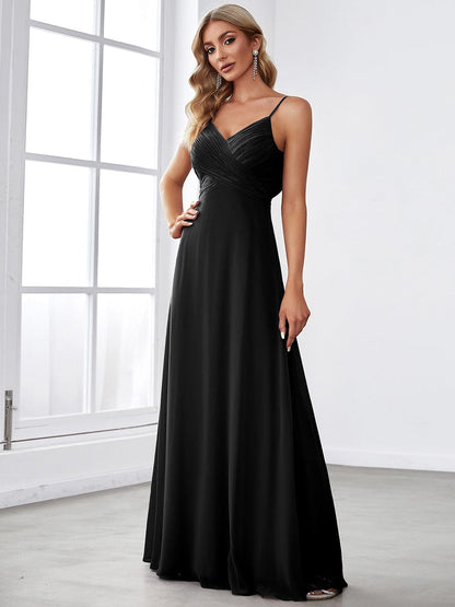 Weitese Criss-Cross V-Neck Chiffon Backless A-Line Bridesmaid Dress