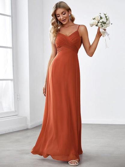 Weitese Criss-Cross V-Neck Chiffon Backless A-Line Bridesmaid Dress