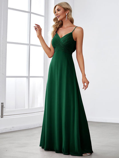 Weitese Criss-Cross V-Neck Chiffon Backless A-Line Bridesmaid Dress