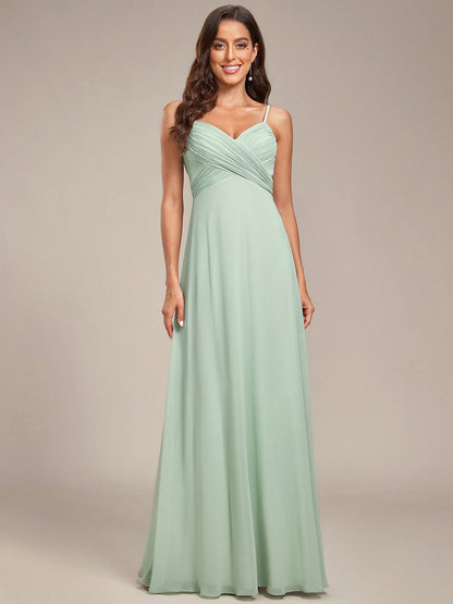 Weitese Criss-Cross V-Neck Chiffon Backless A-Line Bridesmaid Dress