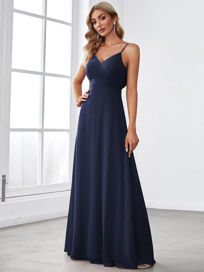 Weitese Criss-Cross V-Neck Chiffon Backless A-Line Bridesmaid Dress