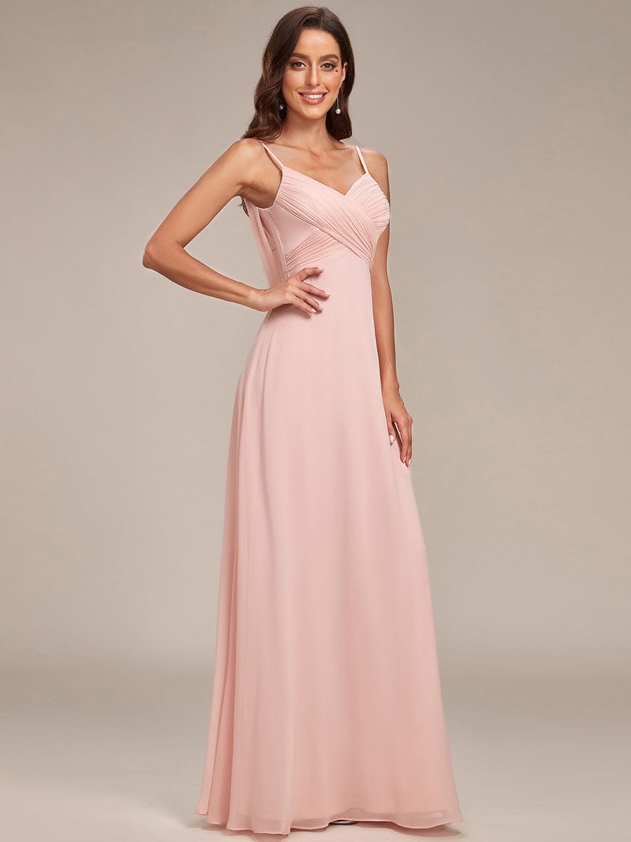 Weitese Criss-Cross V-Neck Chiffon Backless A-Line Bridesmaid Dress