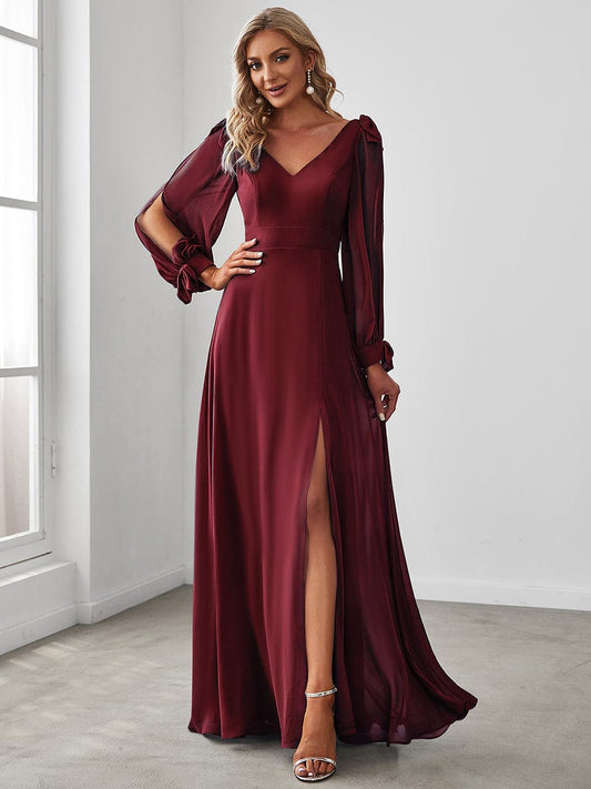 Weitese Open Lantern Sleeve A-Line Bridesmaid Dress