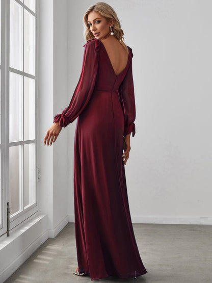 Weitese Open Lantern Sleeve A-Line Bridesmaid Dress