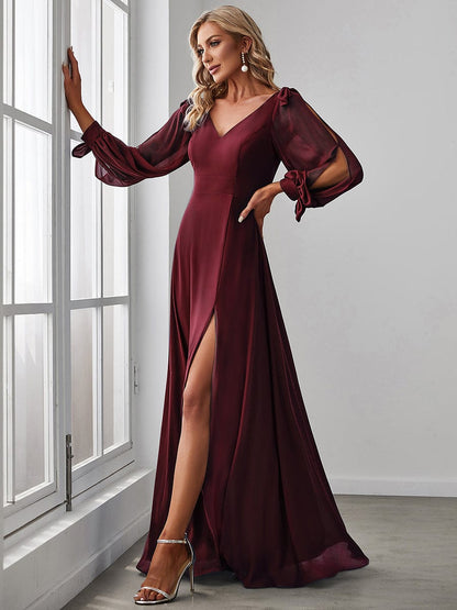 Weitese Open Lantern Sleeve A-Line Bridesmaid Dress