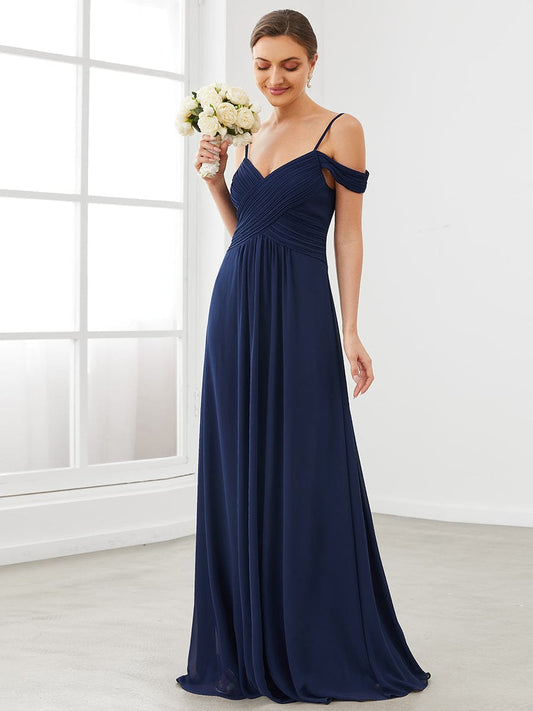 Weitese Spaghetti Straps V-Neck A-Line Bridesmaid Dress