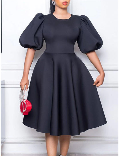 Women's Party Dress Homecoming Dress Cocktail Dress Midi Dress Black White Pink Short Sleeve Pure Color Ruched Summer Spring Fall Crew Neck Fashion Birthday Wedding Guest Vacation