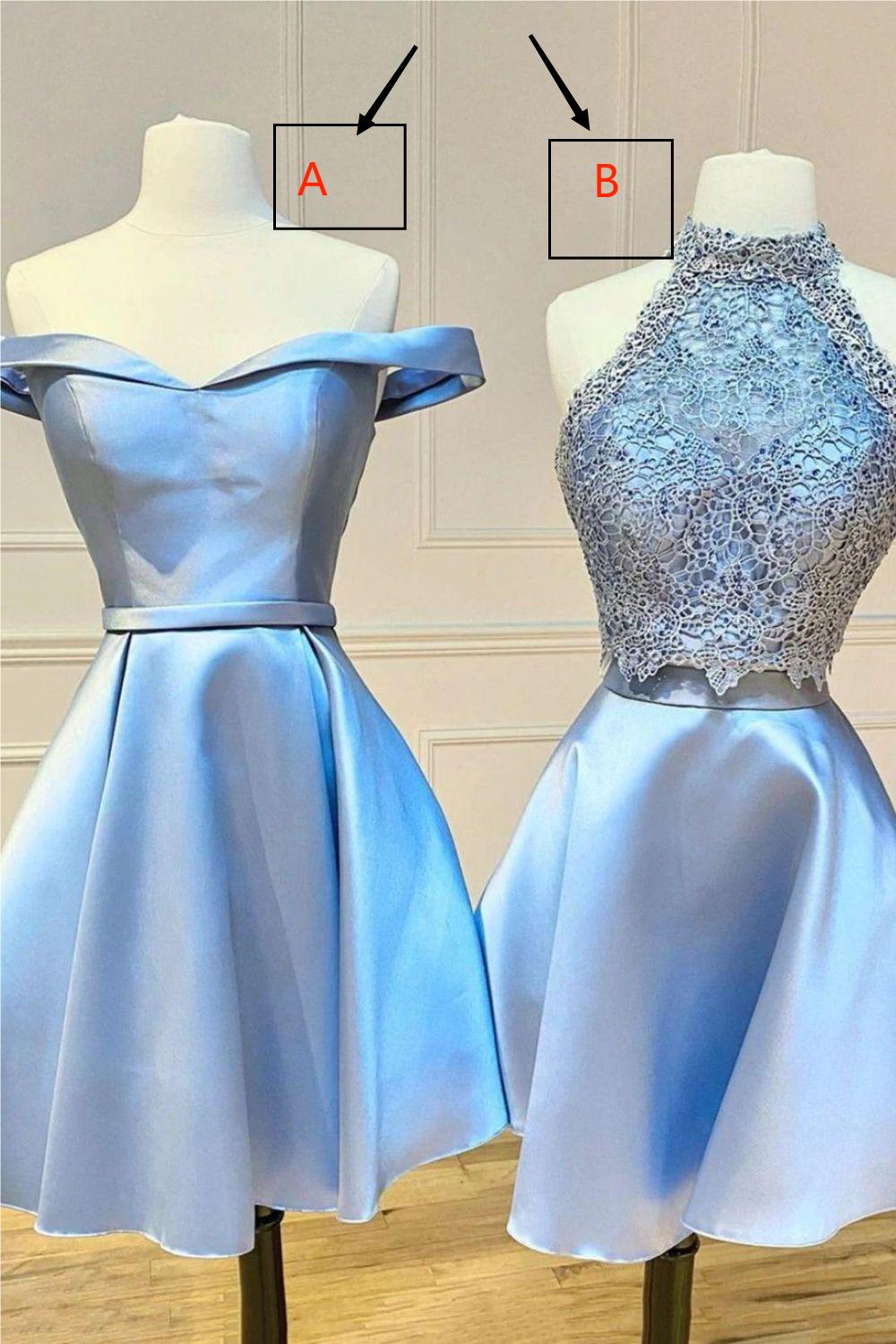 Weitese Elegant Sky Blue A-line Satin Homecoming Dress