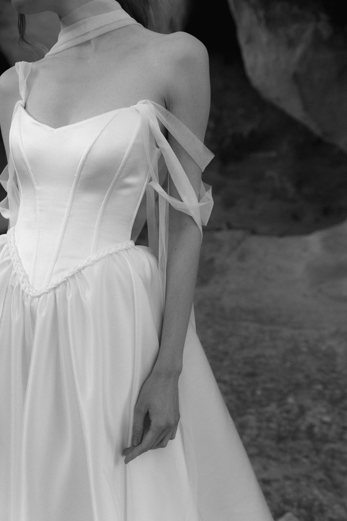 Elegant Satin White Wedding Dress Corset Wedding Dress A-line Off Shoulder Wedding Dress Victorian Wedding Dress Low Waist Wedding Dress