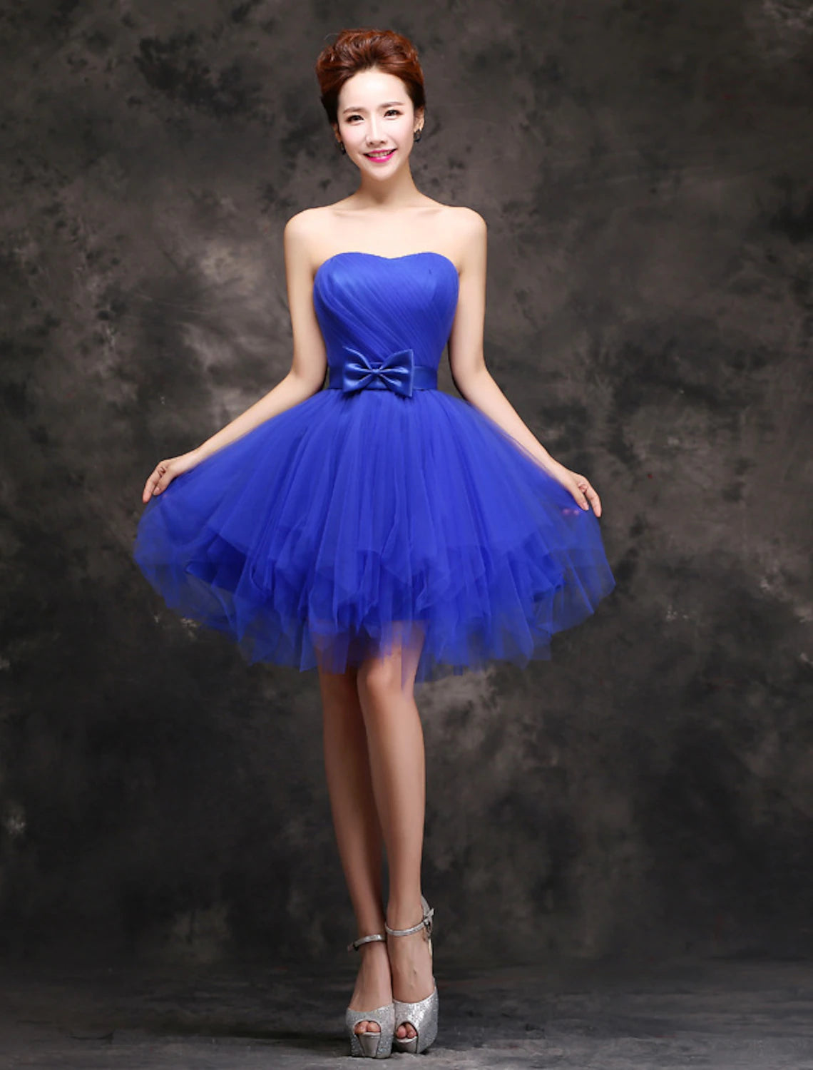 Ball Gown Cocktail Dresses Vintage Dress Wedding Guest Homecoming Short / Mini Sleeveless Sweetheart Tulle with Bow(s) Ruffles Pure Color