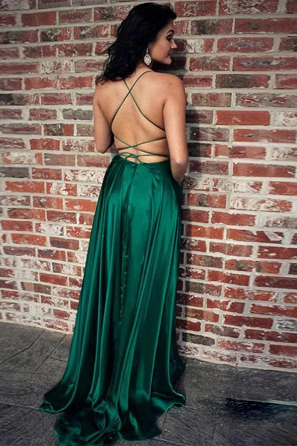 Halter Backless A Line Satin Prom Dress