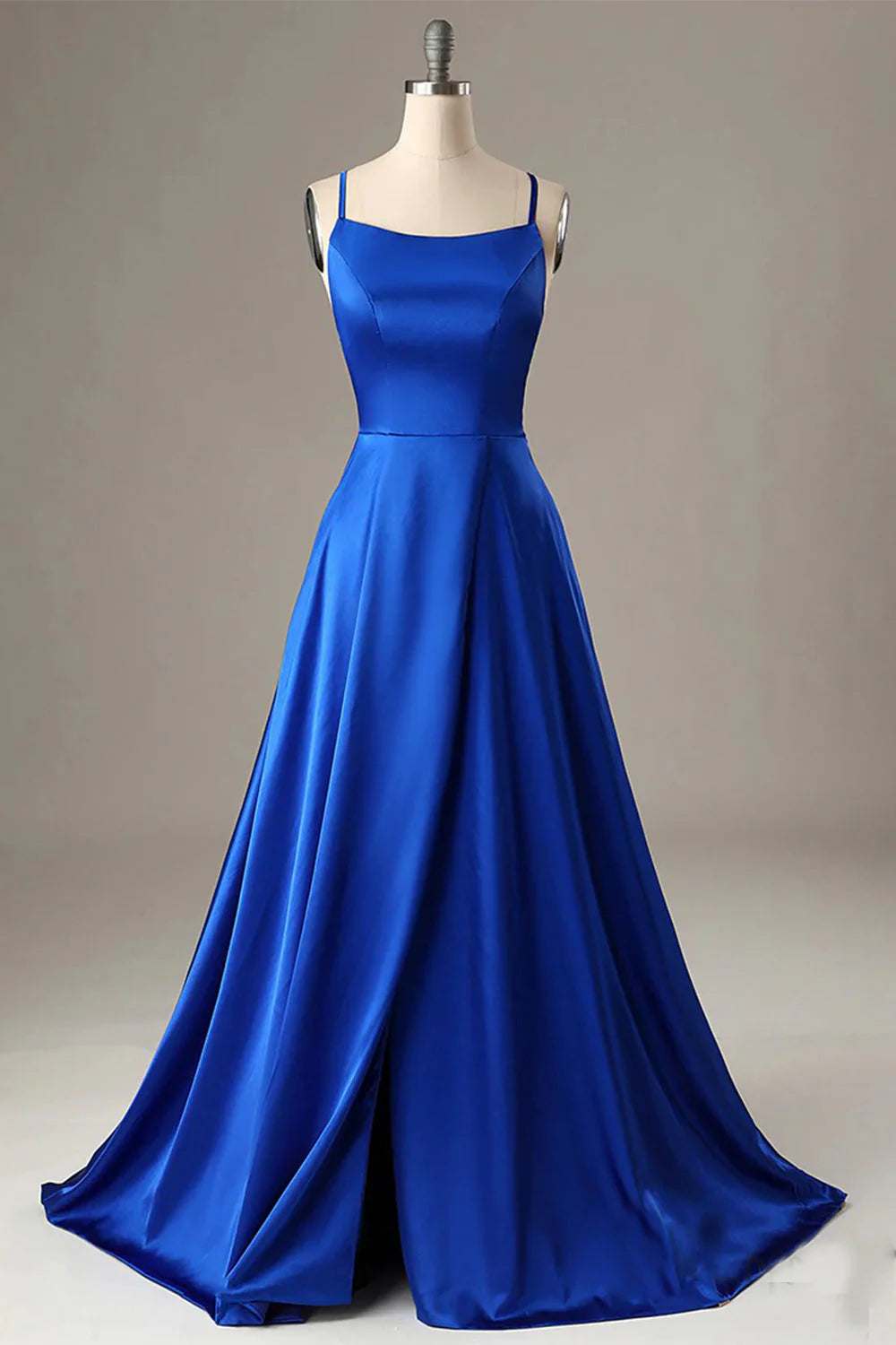 Halter Backless A Line Satin Prom Dress