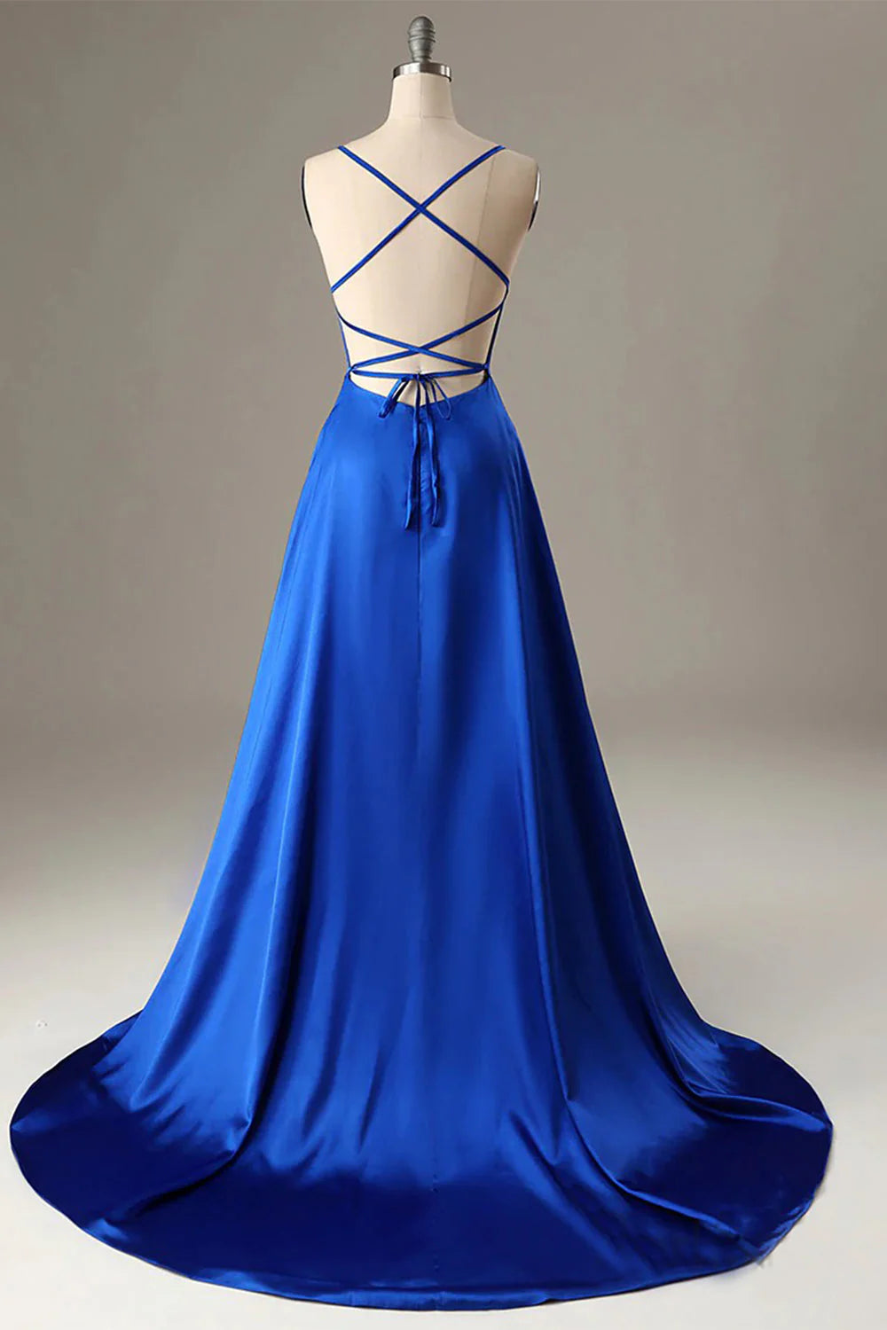 Halter Backless A Line Satin Prom Dress