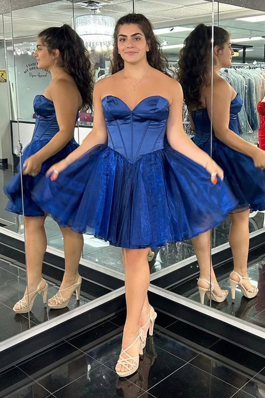 A-Line Strapless Short Homecoming Dress