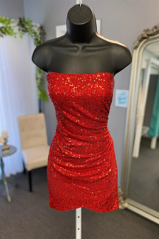 Sequin Strapless Short Homecoming Dress