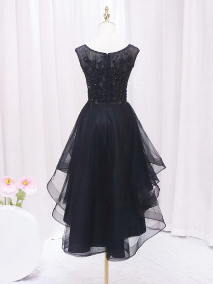 A-line Lace Tulle High Low Short Homecoming Dress