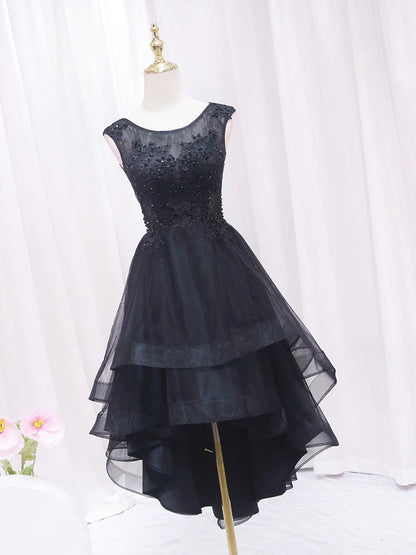 A-line Lace Tulle High Low Short Homecoming Dress