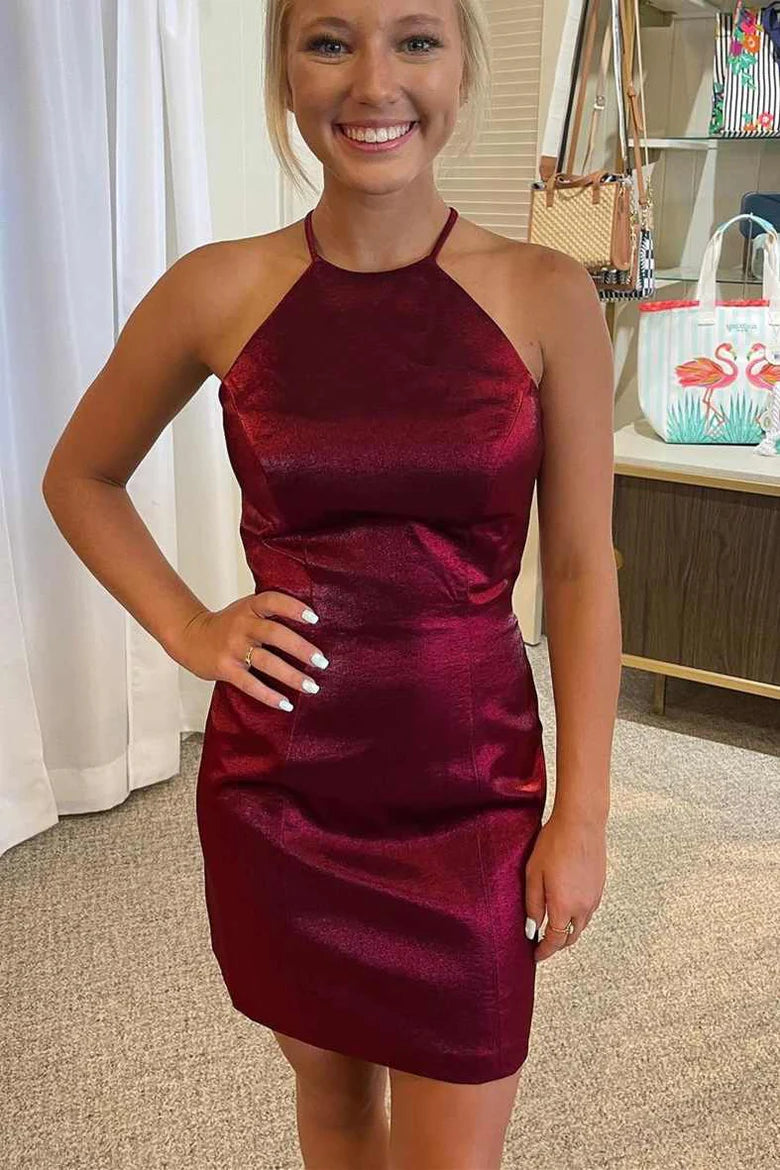 Halter Cutout Back Tight Party Homecoming Dress