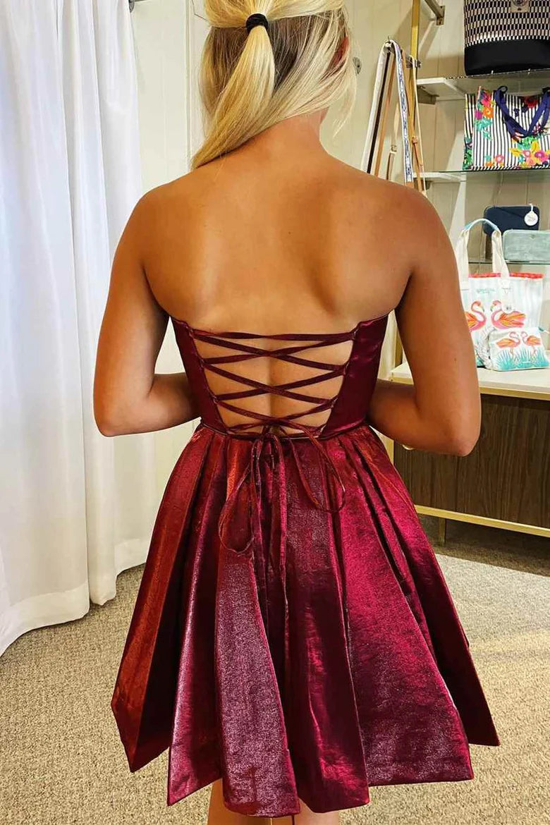 A-line Strapless Short Homecoming Dress