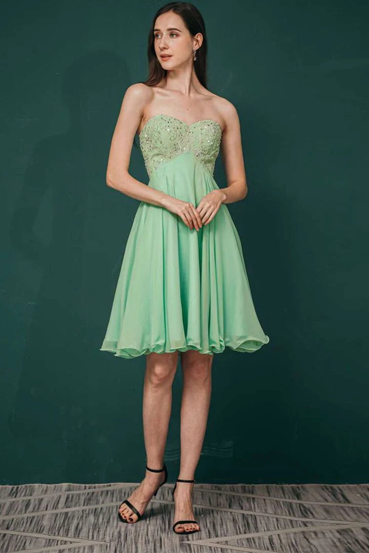 A-line Sweetheart Embroidery Short Homecoming Dress