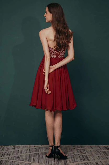 A-line Sweetheart Embroidery Short Homecoming Dress