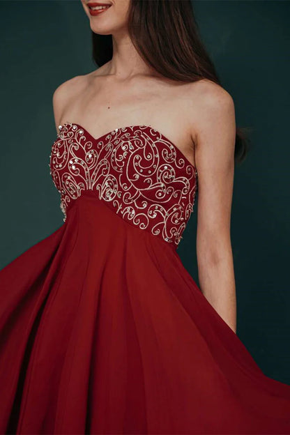 A-line Sweetheart Embroidery Short Homecoming Dress