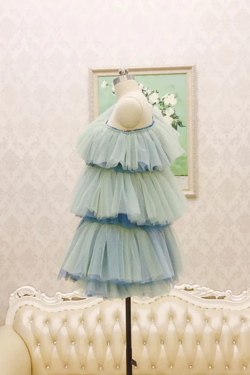 Unique One Shoulder Tulle Multi Layer Homecoming Dress