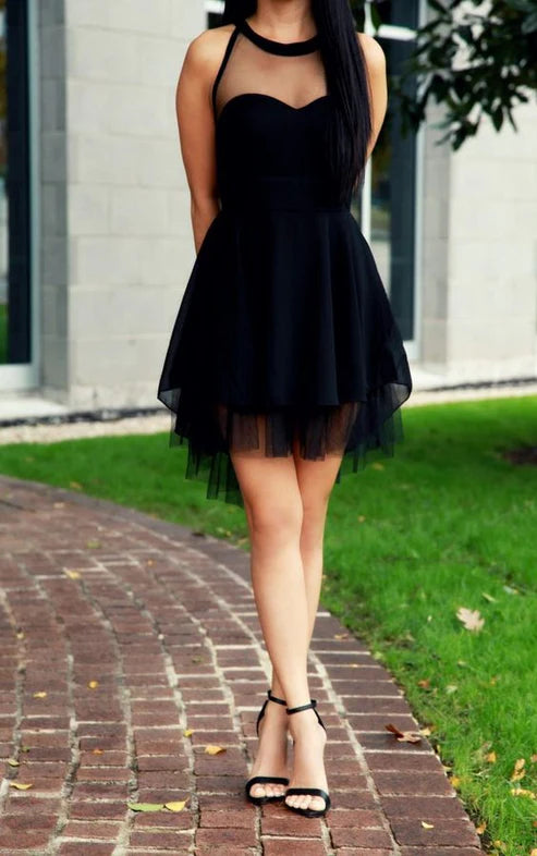 Off-the-Shoulder Round Neck Tulle Short Homecoming Dresses