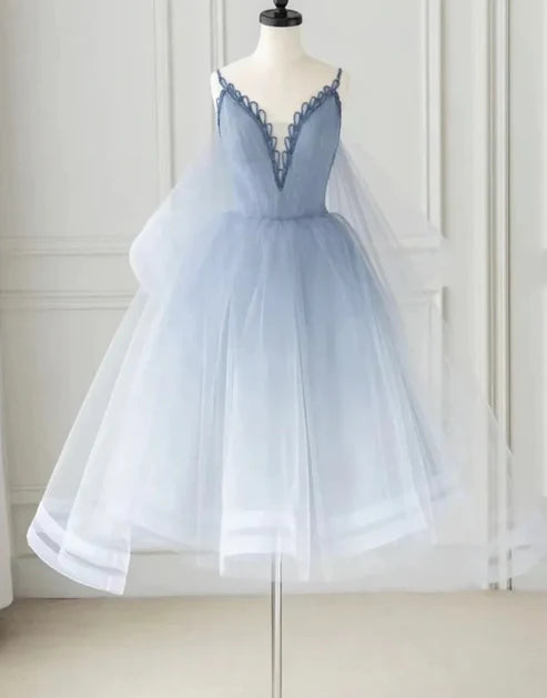 Cute Tulle Backless Short Homecoming Dresse