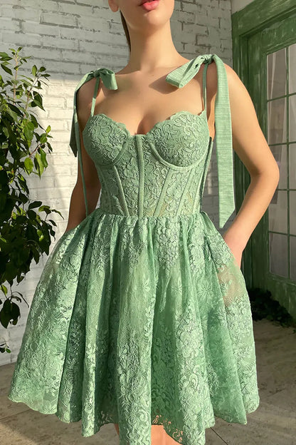 Lace Up Sweetheart Homecoming Dress with Appliques ﻿