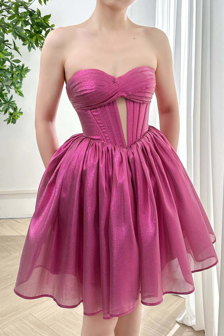 Off-the-Shoulder Corset Sweetheart Homecoming Dress with Keyhole