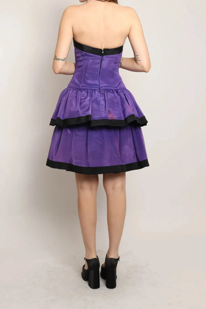 Off-the-Shoulder Party Dress Purple Dress Strapless A-line Cocktail Prom Dress