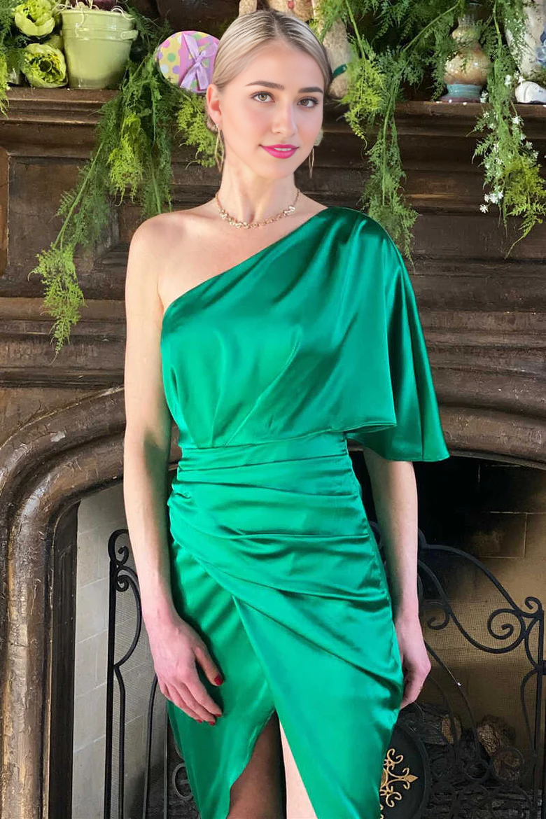 One-Shoulder Formal Dress with Slit