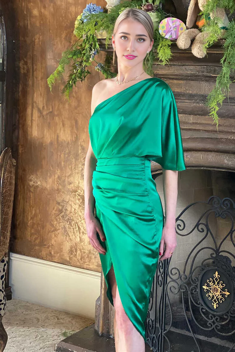 One-Shoulder Formal Dress with Slit